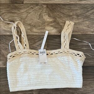 Crochet Cream Crop Top- House of Harlow